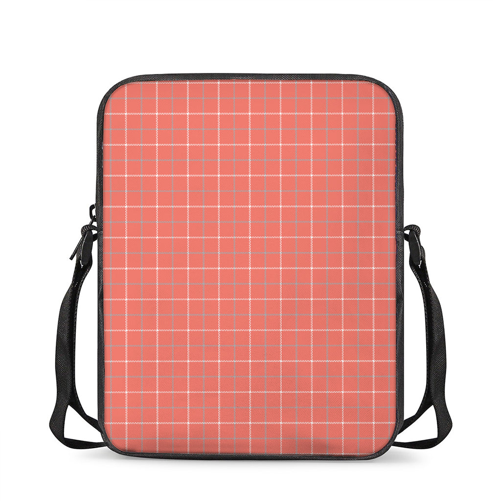 Pastel Red Tattersall Pattern Print Rectangular Crossbody Bag