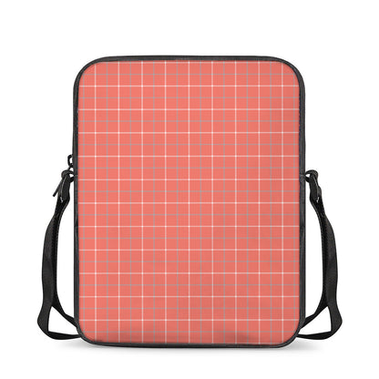 Pastel Red Tattersall Pattern Print Rectangular Crossbody Bag