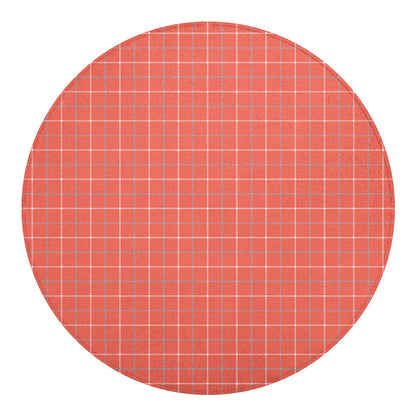 Pastel Red Tattersall Pattern Print Round Blanket