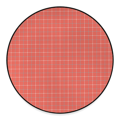 Pastel Red Tattersall Pattern Print Round Floor Mat