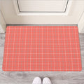 Pastel Red Tattersall Pattern Print Rubber Doormat