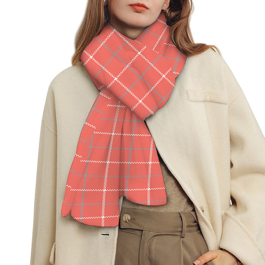 Pastel Red Tattersall Pattern Print Scarf
