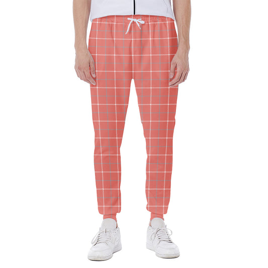 Pastel Red Tattersall Pattern Print Scuba Joggers