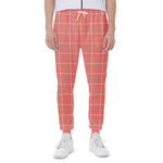 Pastel Red Tattersall Pattern Print Scuba Joggers