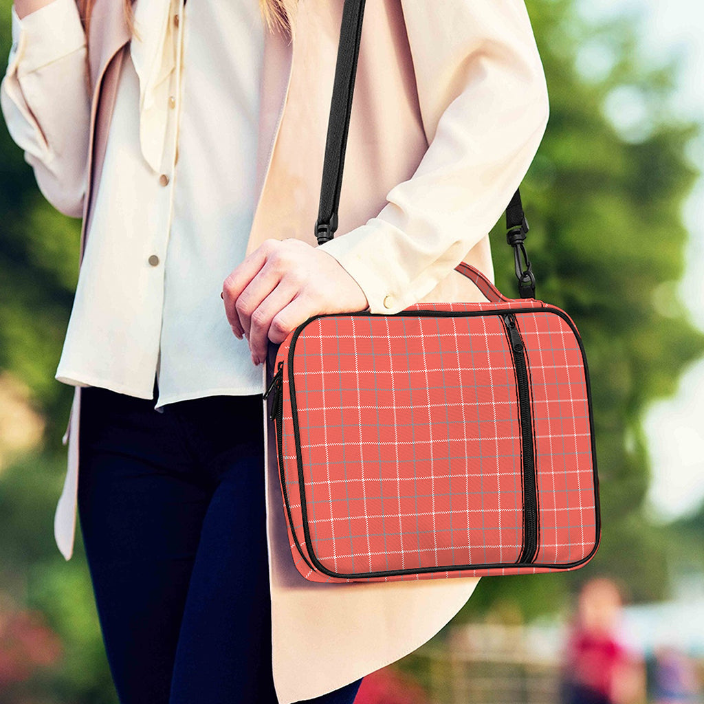 Pastel Red Tattersall Pattern Print Shoulder Strap Bible Bag