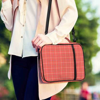 Pastel Red Tattersall Pattern Print Shoulder Strap Bible Bag