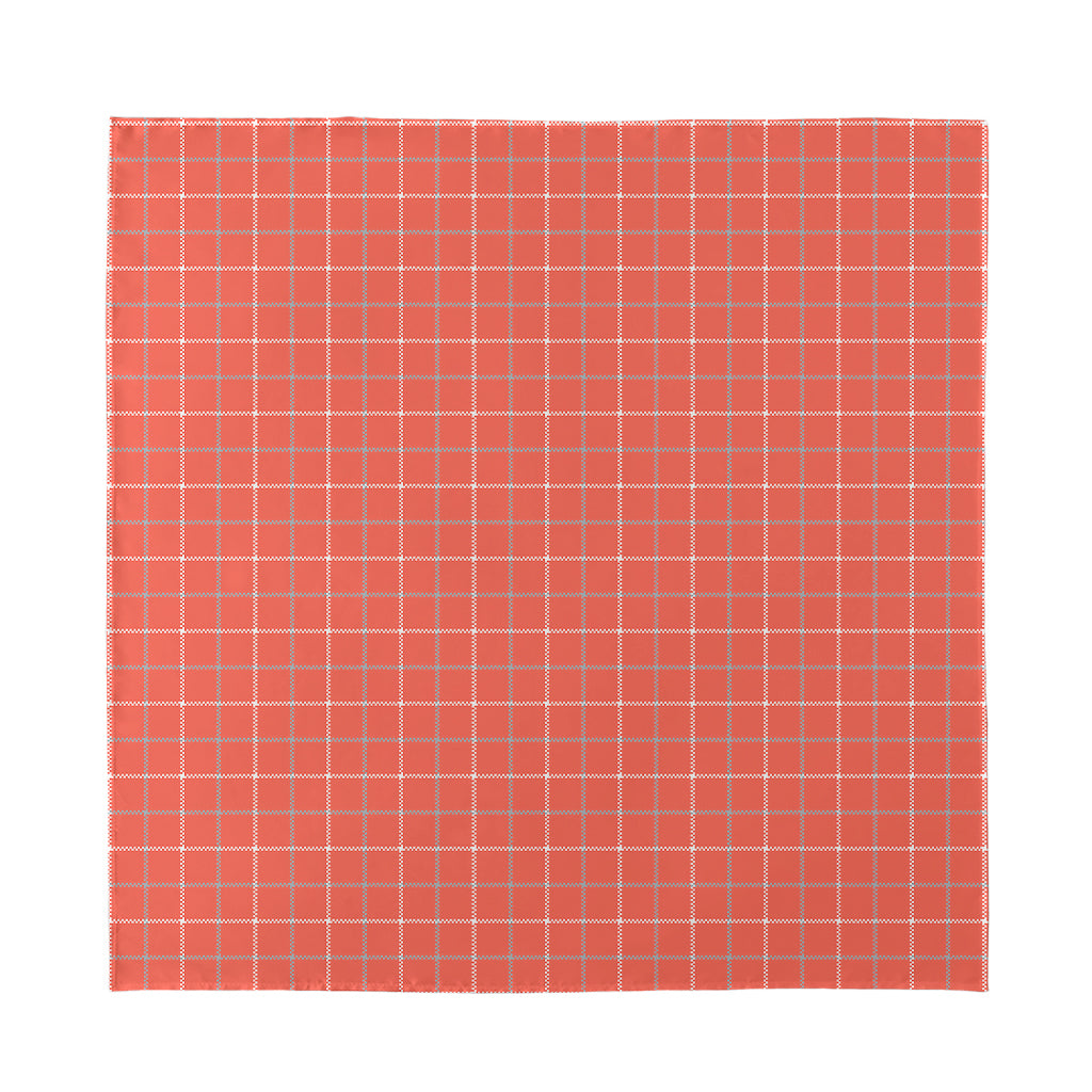 Pastel Red Tattersall Pattern Print Silk Bandana