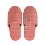 Pastel Red Tattersall Pattern Print Slippers
