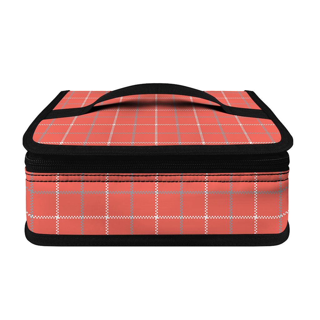 Pastel Red Tattersall Pattern Print Small Lunch Bag