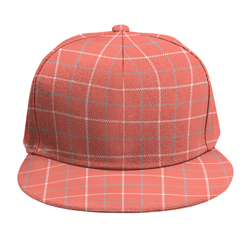 Pastel Red Tattersall Pattern Print Snapback Cap