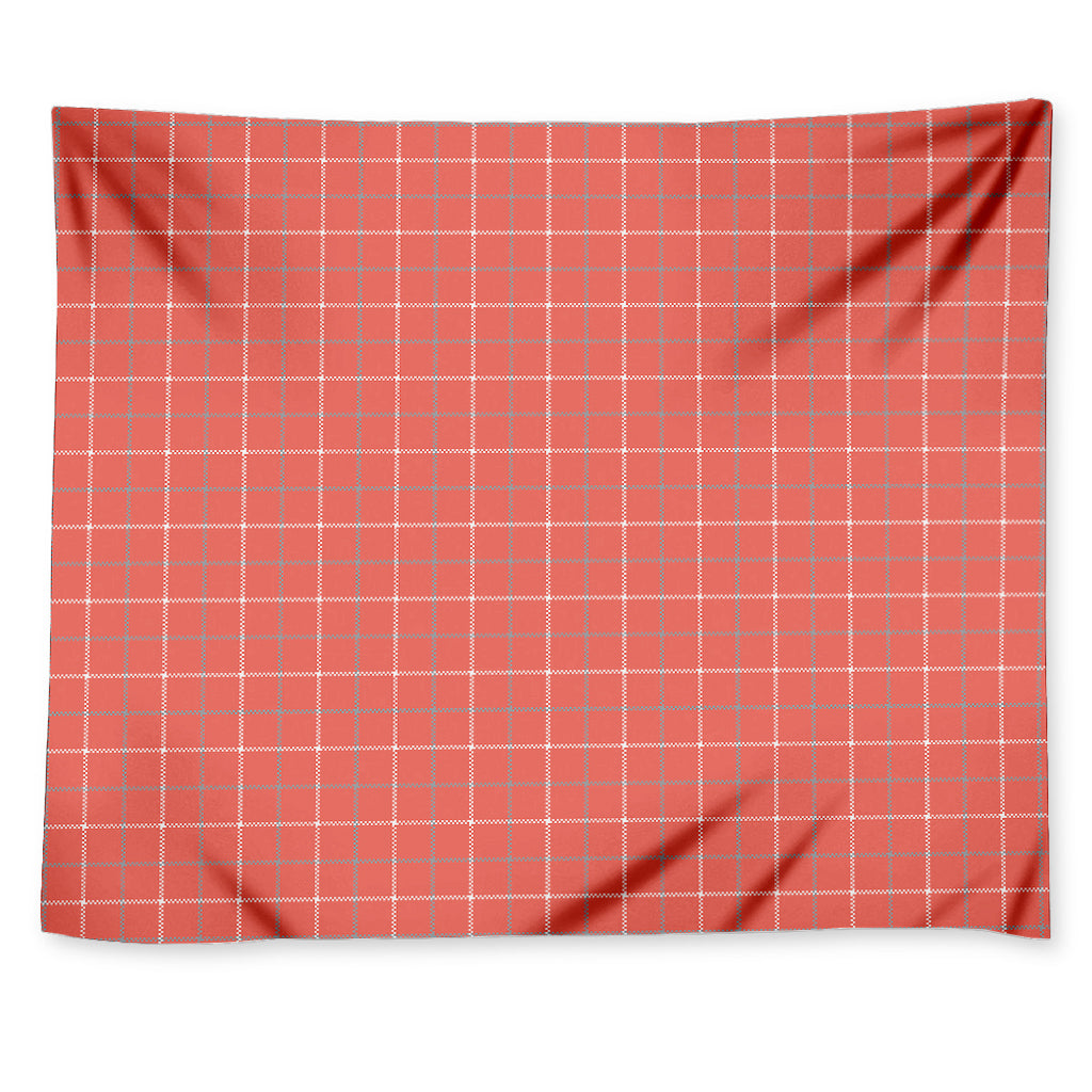Pastel Red Tattersall Pattern Print Tapestry