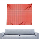 Pastel Red Tattersall Pattern Print Tapestry