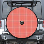 Pastel Red Tattersall Pattern Print Tire Cover With Camera Hole