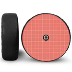 Pastel Red Tattersall Pattern Print Tire Cover With Camera Hole