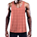 Pastel Red Tattersall Pattern Print Men's Workout Tank Top