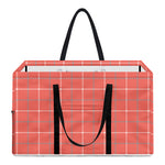 Pastel Red Tattersall Pattern Print Utility Tote Bag