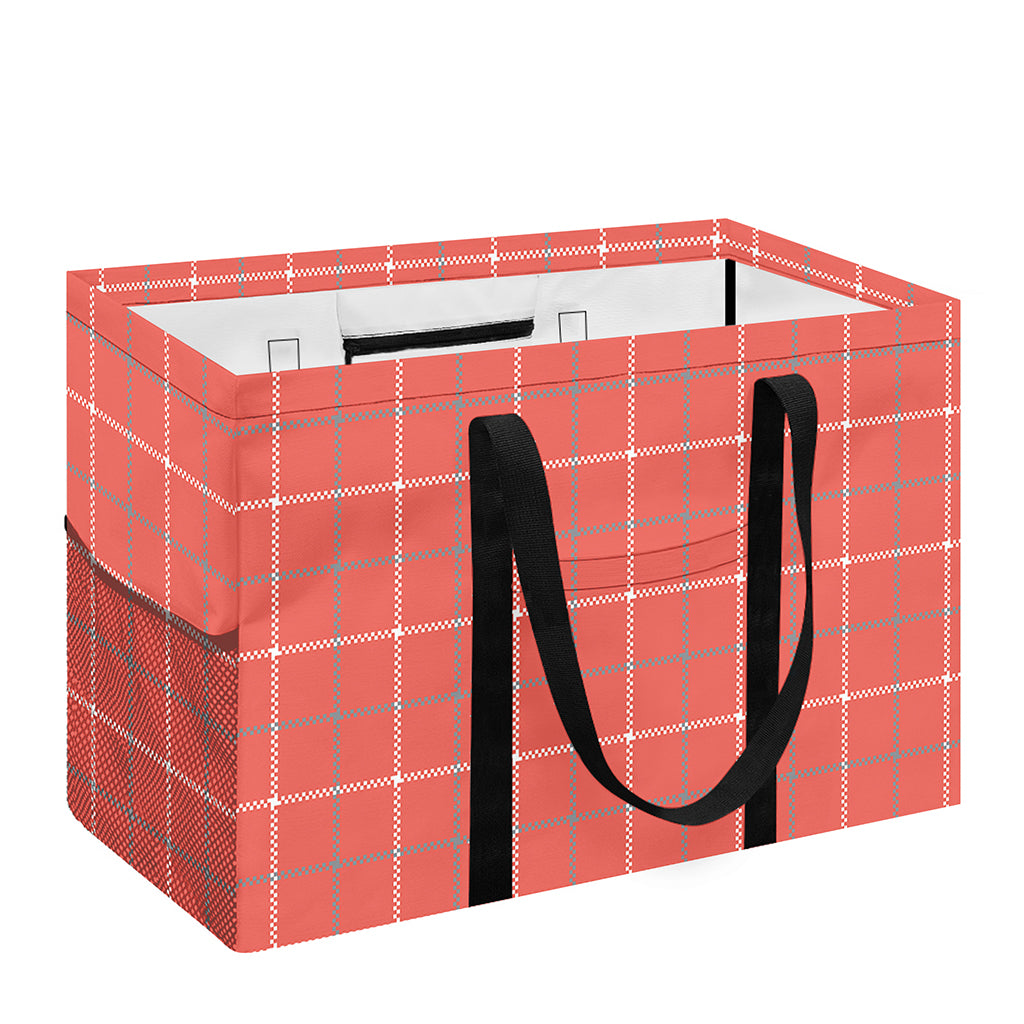 Pastel Red Tattersall Pattern Print Utility Tote Bag