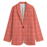 Pastel Red Tattersall Pattern Print Women's Blazer