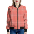 Pastel Red Tattersall Pattern Print Women's Bomber Jacket