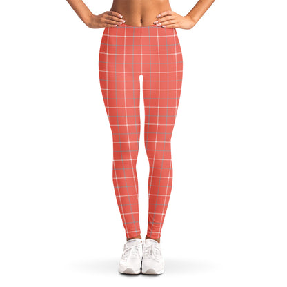 Pastel Red Tattersall Pattern Print Women's Leggings
