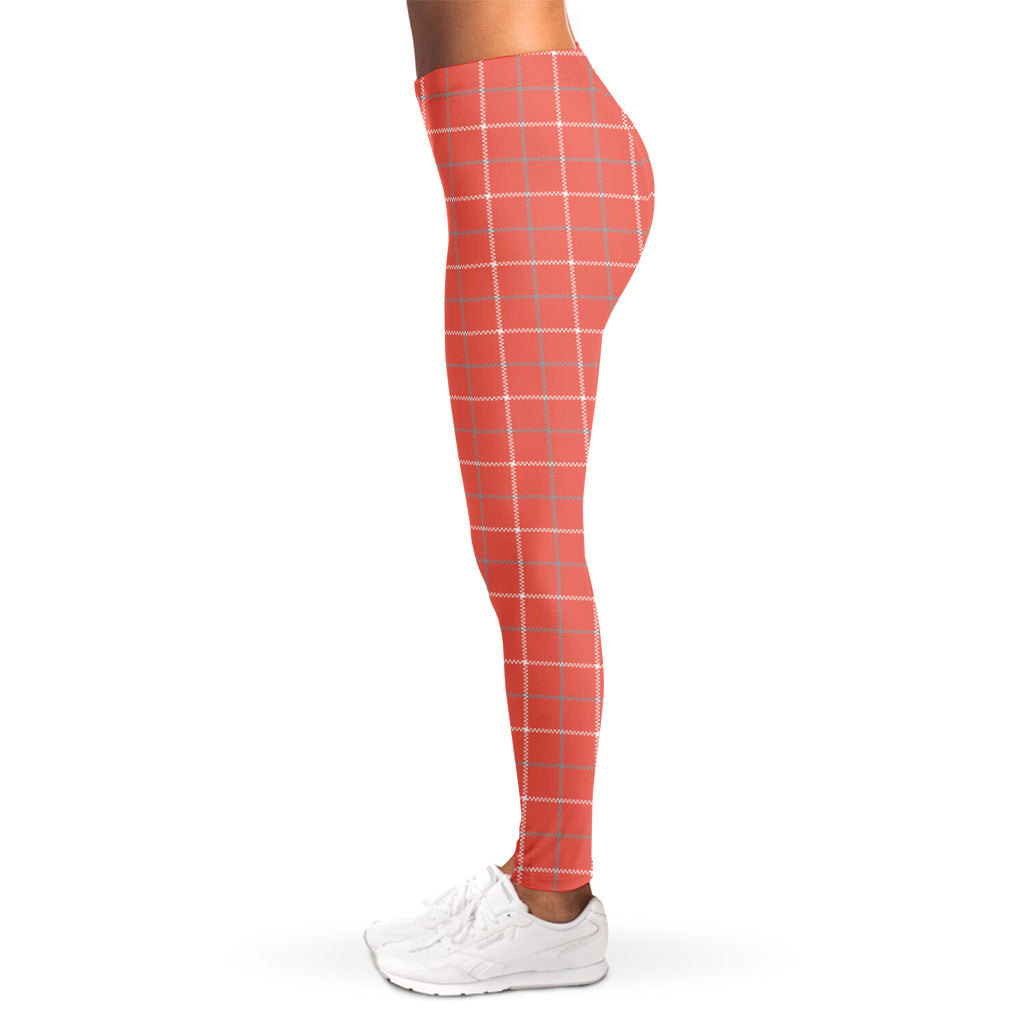 Pastel Red Tattersall Pattern Print Women's Leggings