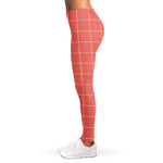 Pastel Red Tattersall Pattern Print Women's Leggings