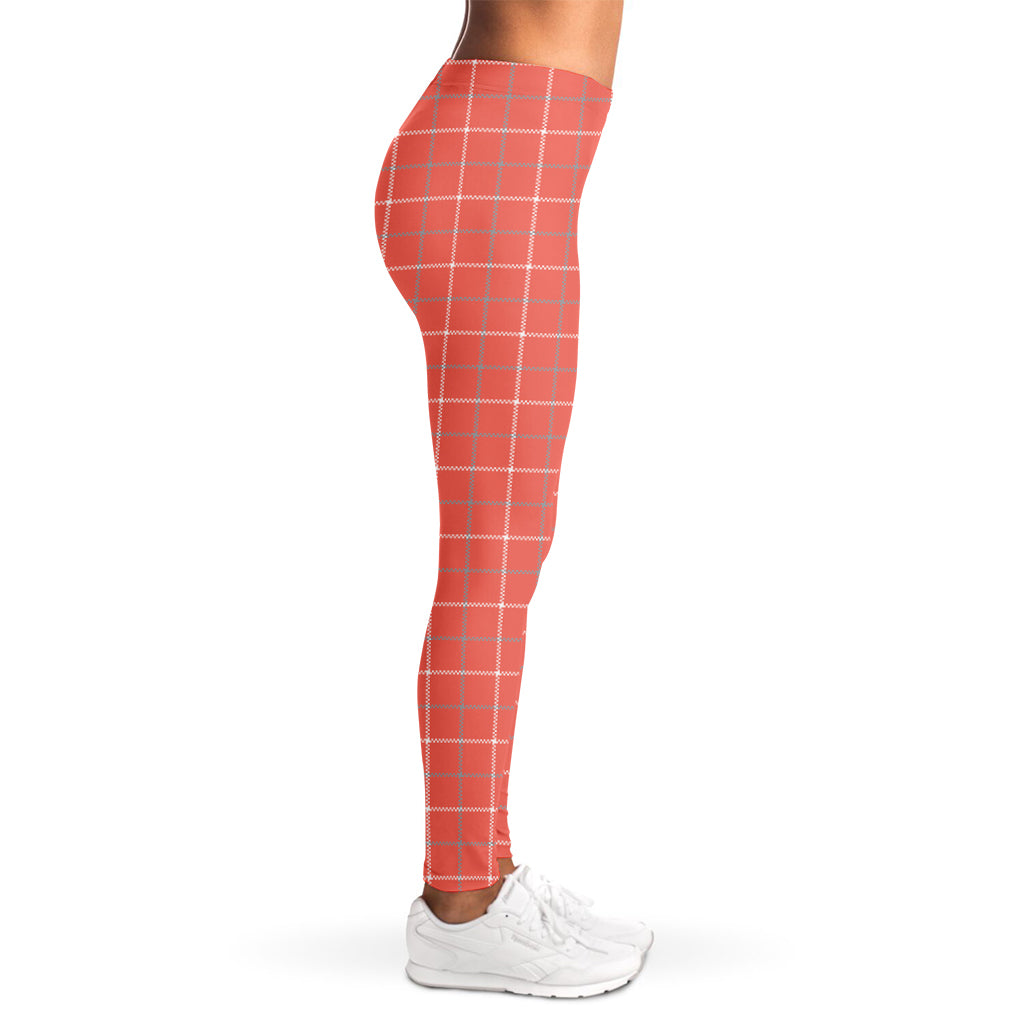 Pastel Red Tattersall Pattern Print Women's Leggings
