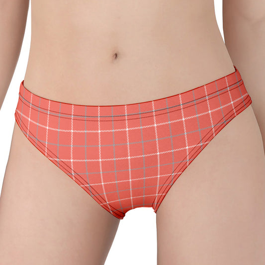 Pastel Red Tattersall Pattern Print Women's Panties