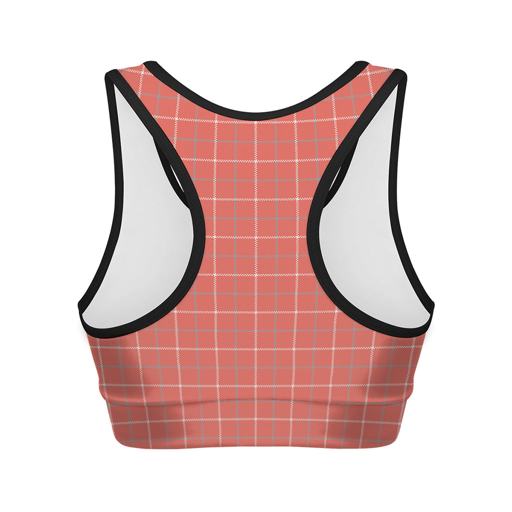 Pastel Red Tattersall Pattern Print Women's Sports Bra