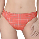 Pastel Red Tattersall Pattern Print Women's Thong