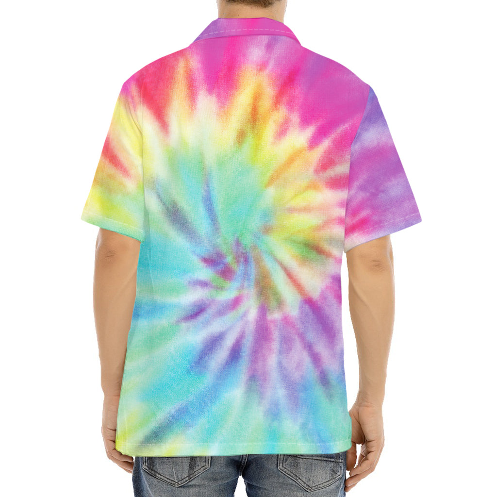 Pastel Spiral Tie Dye Print Aloha Shirt