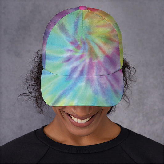 Pastel Spiral Tie Dye Print Baseball Cap