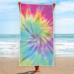 Pastel Spiral Tie Dye Print Beach Towel