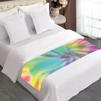 Pastel Spiral Tie Dye Print Bed Runner