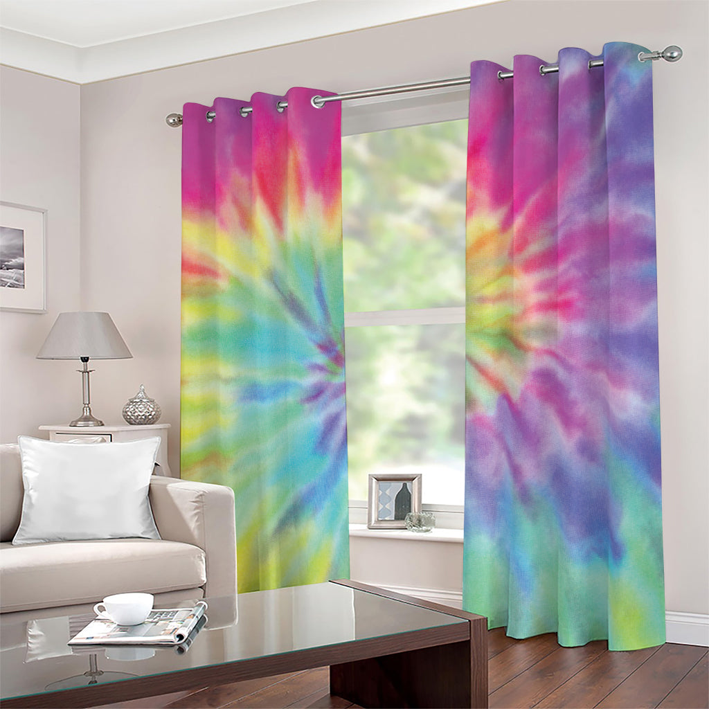 Pastel Spiral Tie Dye Print Blackout Grommet Curtains