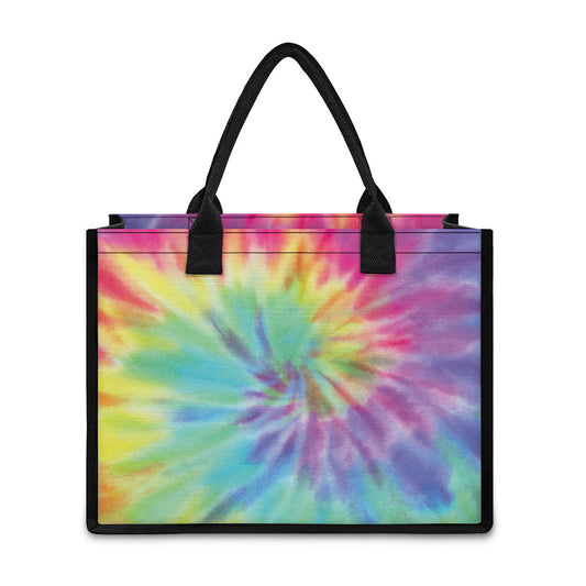 Pastel Spiral Tie Dye Print Canvas Tote Bag