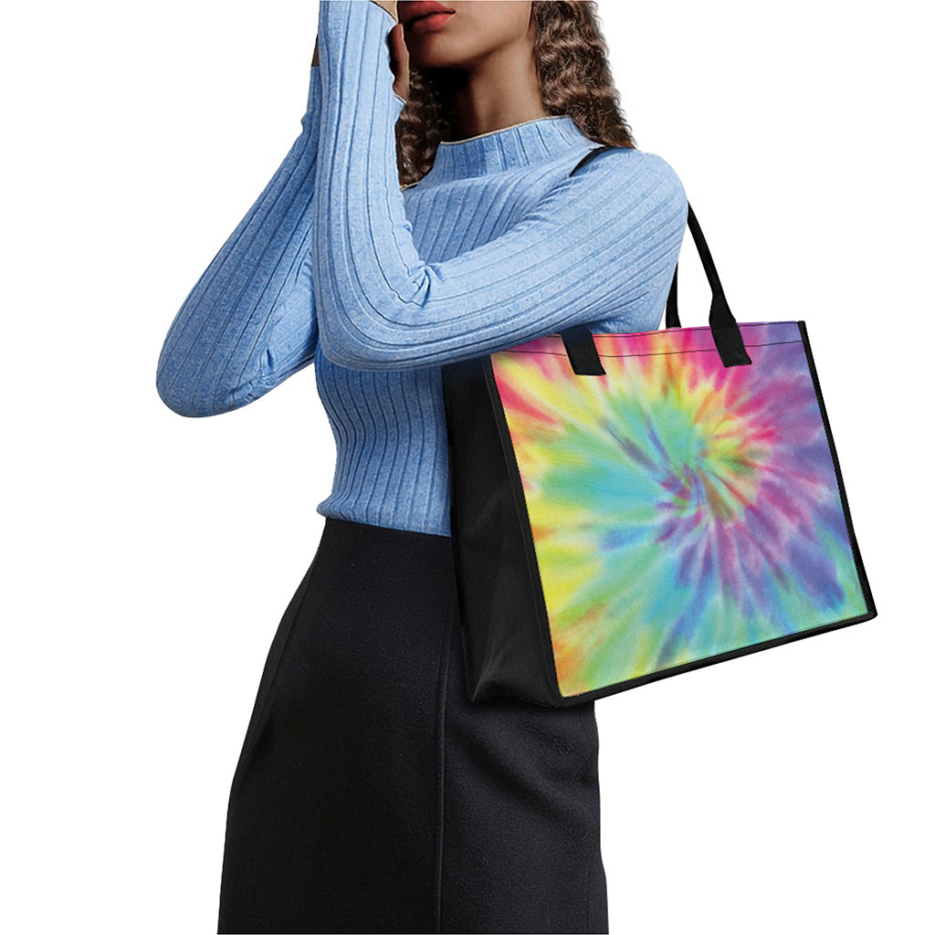 Pastel Spiral Tie Dye Print Canvas Tote Bag