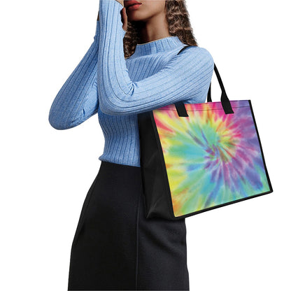 Pastel Spiral Tie Dye Print Canvas Tote Bag