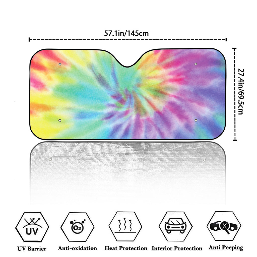 Pastel Spiral Tie Dye Print Car Windshield Sun Shade