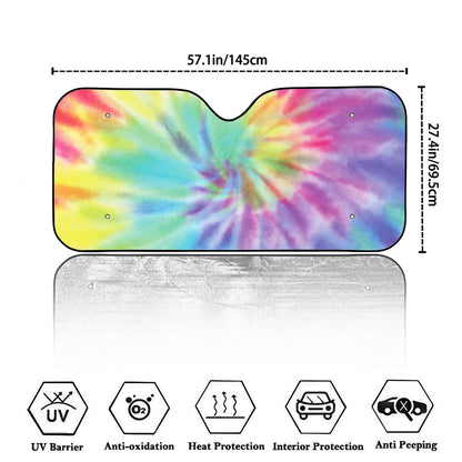 Pastel Spiral Tie Dye Print Car Windshield Sun Shade