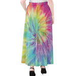 Pastel Spiral Tie Dye Print Chiffon Maxi Skirt