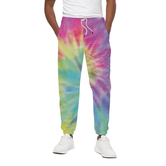 Pastel Spiral Tie Dye Print Cotton Pants
