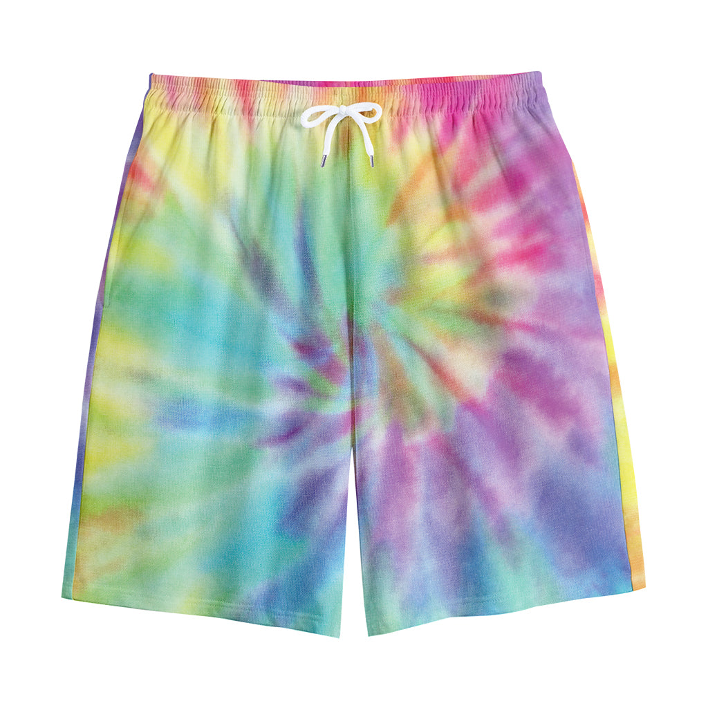 Pastel Spiral Tie Dye Print Cotton Shorts