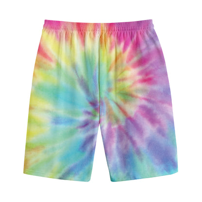 Pastel Spiral Tie Dye Print Cotton Shorts
