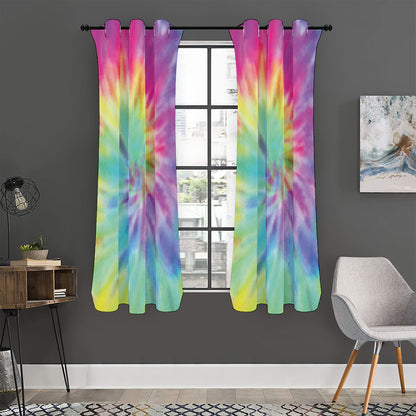 Pastel Spiral Tie Dye Print Curtain