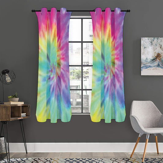 Pastel Spiral Tie Dye Print Curtain