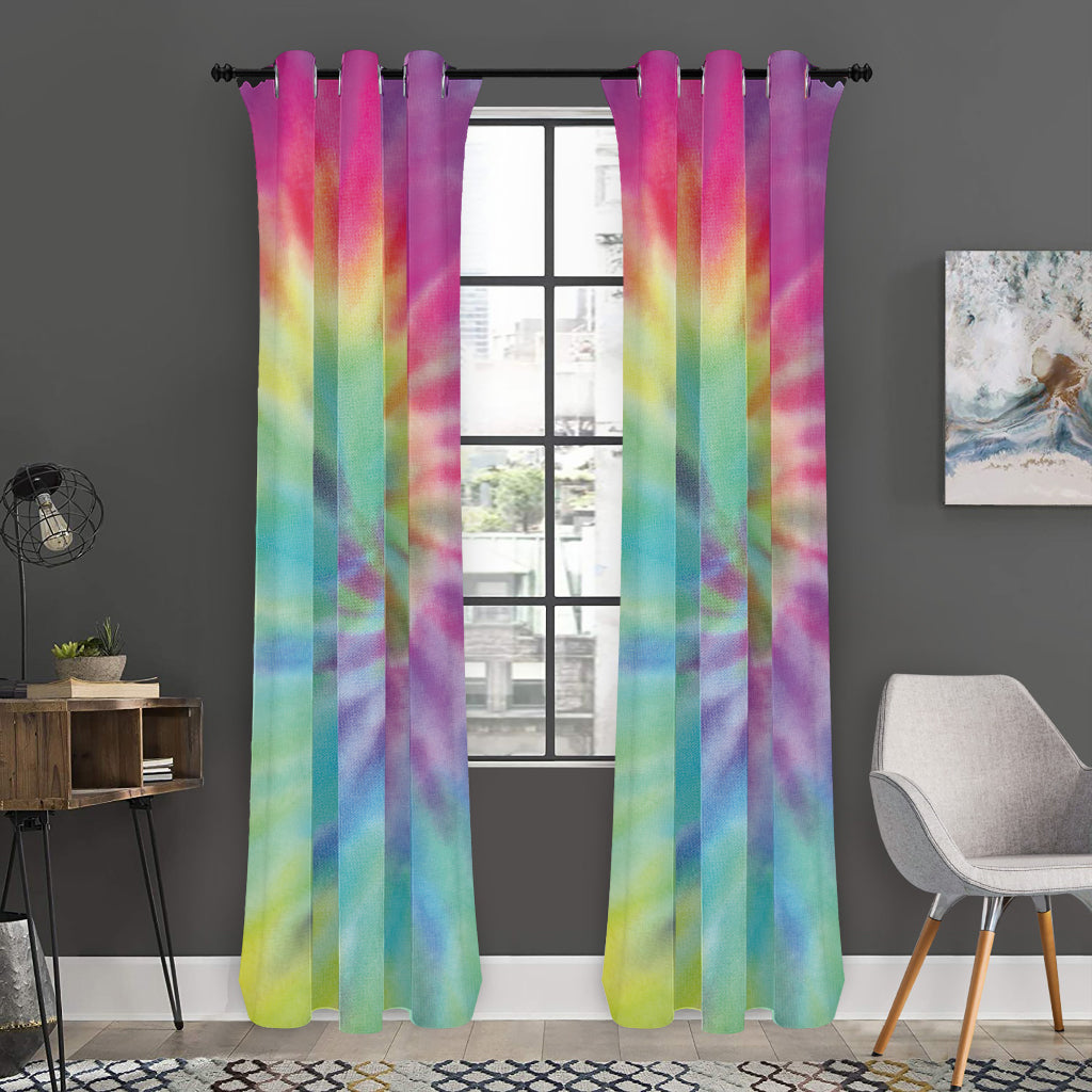 Pastel Spiral Tie Dye Print Curtain