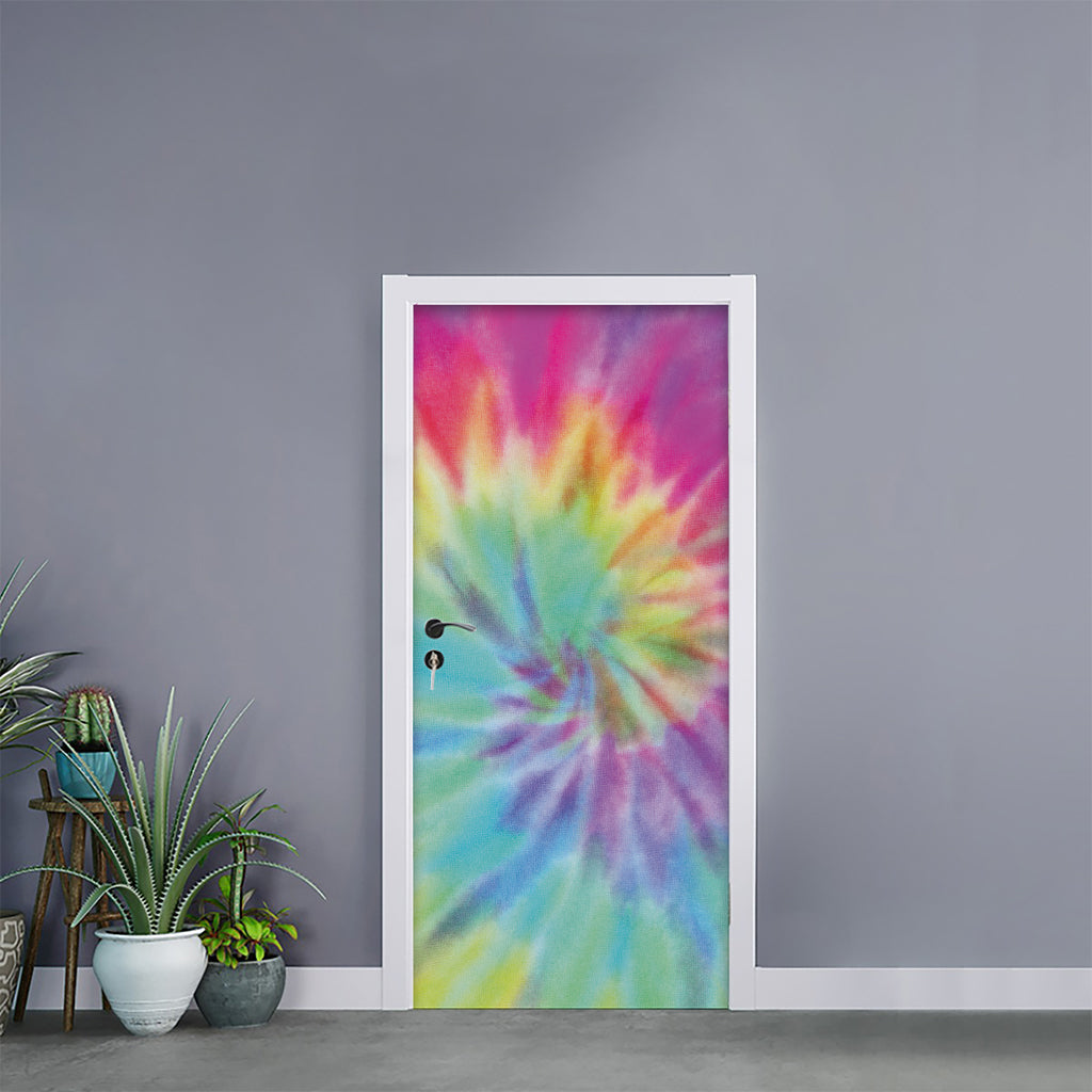 Pastel Spiral Tie Dye Print Door Sticker
