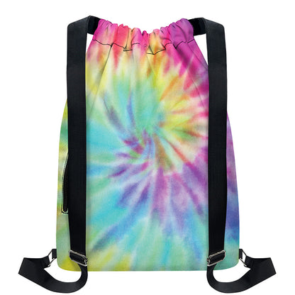 Pastel Spiral Tie Dye Print Drawstring Backpack