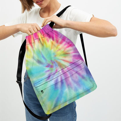 Pastel Spiral Tie Dye Print Drawstring Backpack